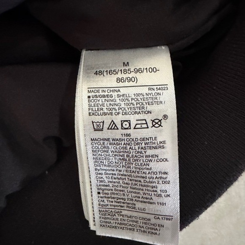 Gap Mens Bomber Jacket Black Water Repellent Full Zip Medium - Picture 7 of 11